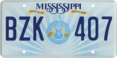 MS license plate BZK407