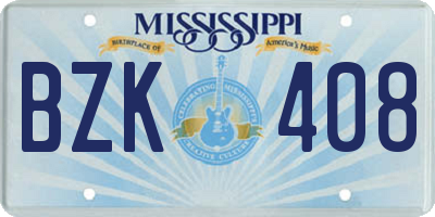 MS license plate BZK408