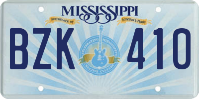 MS license plate BZK410