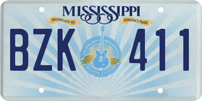MS license plate BZK411