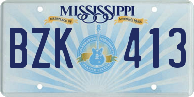 MS license plate BZK413