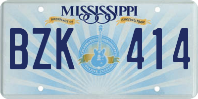 MS license plate BZK414