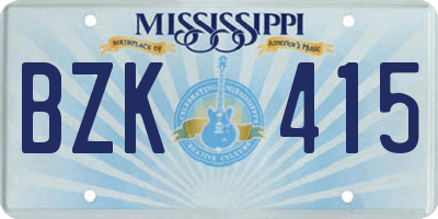 MS license plate BZK415