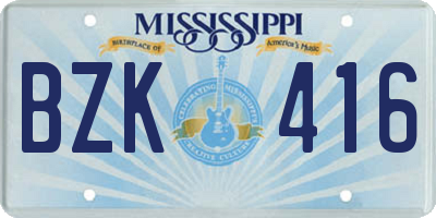 MS license plate BZK416