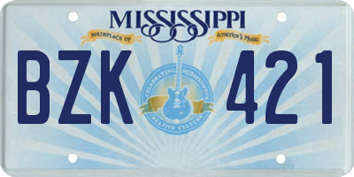 MS license plate BZK421