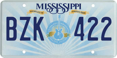 MS license plate BZK422