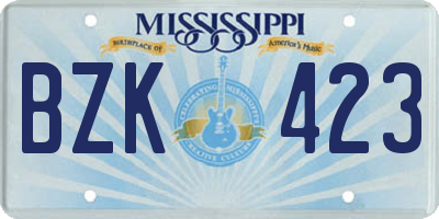 MS license plate BZK423