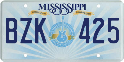 MS license plate BZK425