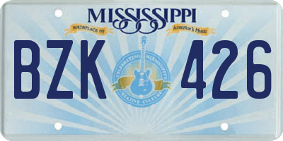 MS license plate BZK426