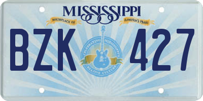 MS license plate BZK427