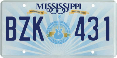 MS license plate BZK431