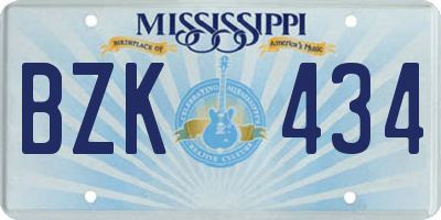 MS license plate BZK434