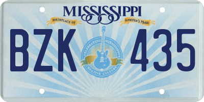 MS license plate BZK435