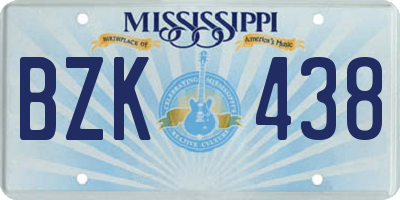 MS license plate BZK438