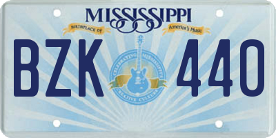 MS license plate BZK440