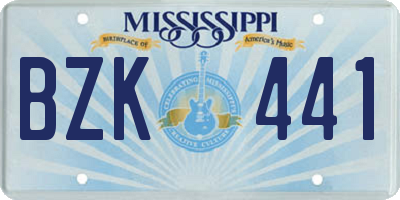 MS license plate BZK441