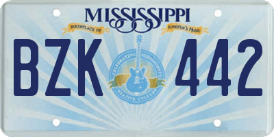 MS license plate BZK442