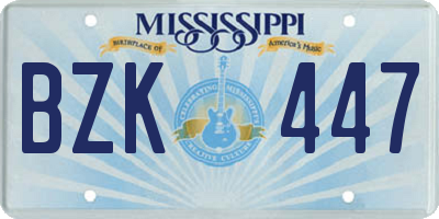 MS license plate BZK447