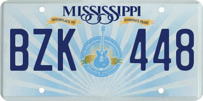 MS license plate BZK448