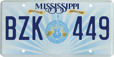 MS license plate BZK449