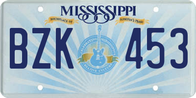 MS license plate BZK453