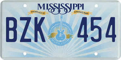 MS license plate BZK454