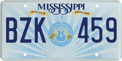 MS license plate BZK459
