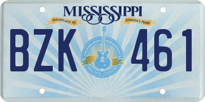 MS license plate BZK461