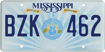MS license plate BZK462