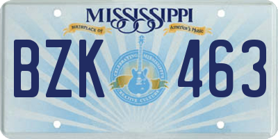 MS license plate BZK463
