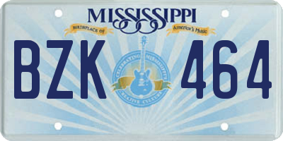 MS license plate BZK464