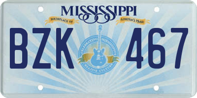 MS license plate BZK467