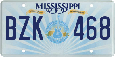 MS license plate BZK468