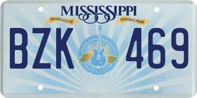 MS license plate BZK469