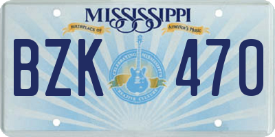 MS license plate BZK470