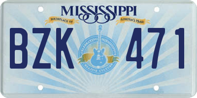 MS license plate BZK471