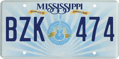 MS license plate BZK474