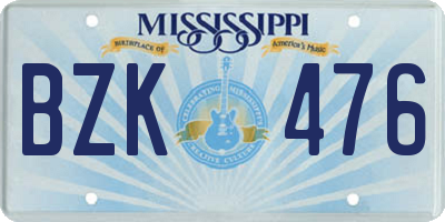MS license plate BZK476