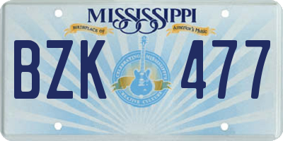 MS license plate BZK477