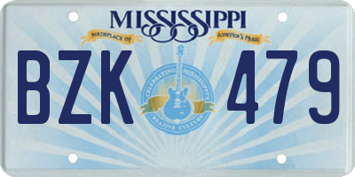 MS license plate BZK479