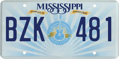 MS license plate BZK481