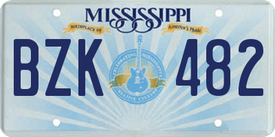 MS license plate BZK482