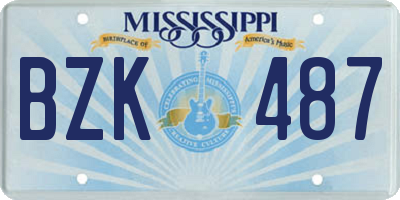 MS license plate BZK487