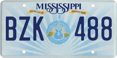 MS license plate BZK488
