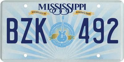 MS license plate BZK492