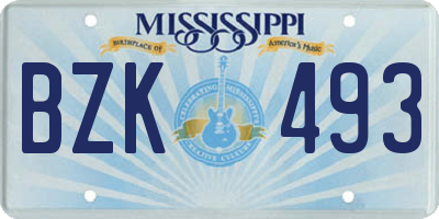 MS license plate BZK493