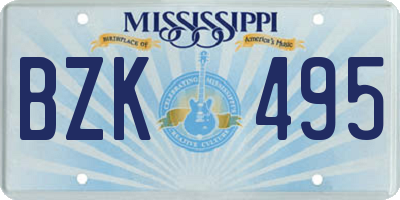 MS license plate BZK495