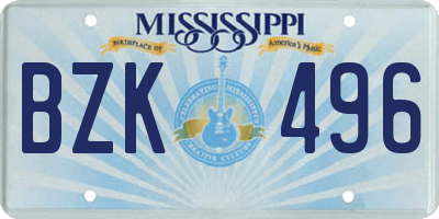 MS license plate BZK496
