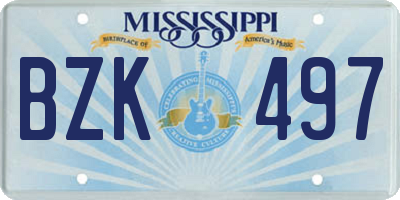 MS license plate BZK497