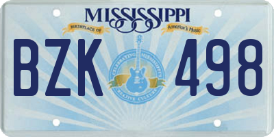 MS license plate BZK498